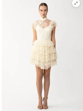 SAU LEE ROUX LACE MINI DRESS